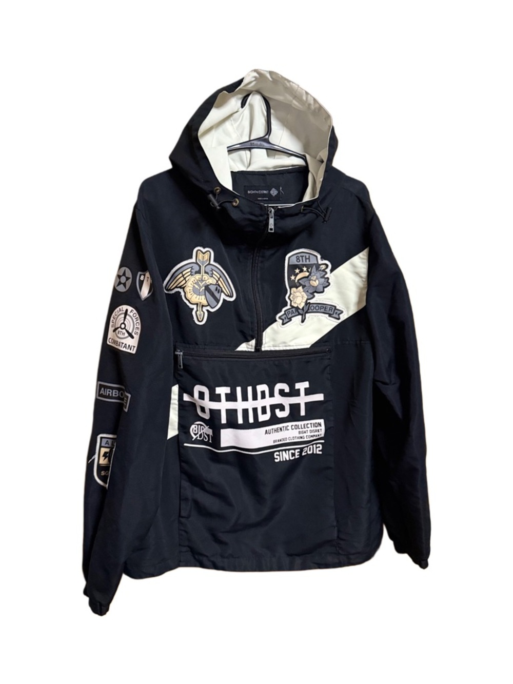 ⭐️ 8ighth Dstrkt Streetwear Windbreaker Jacket Large Hooded Anorak ⭐️